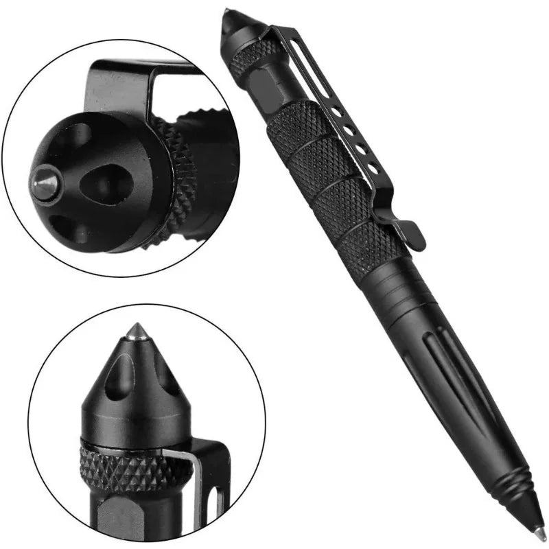 Military Tactical Pen — Aviation Aluminum Glass Breaker & Emergency Survival Tool