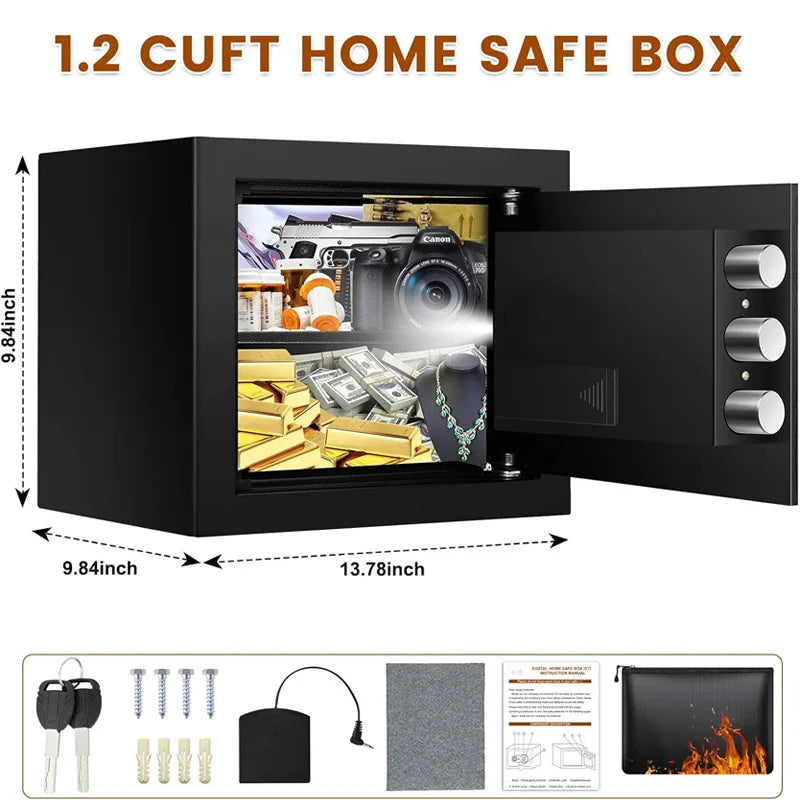 Electronic Password Gun Safe — Fireproof Metal Pistol Security Box