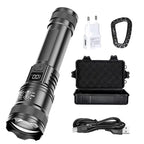 2000LM Tactical LED Flashlight — USB Rechargeable Zoomable Torch with Digital Display