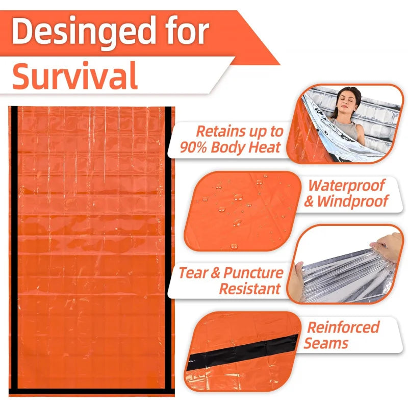 Emergency Survival Sleeping Bag — Thermal Mylar Bivy Sack, Waterproof & Lightweight