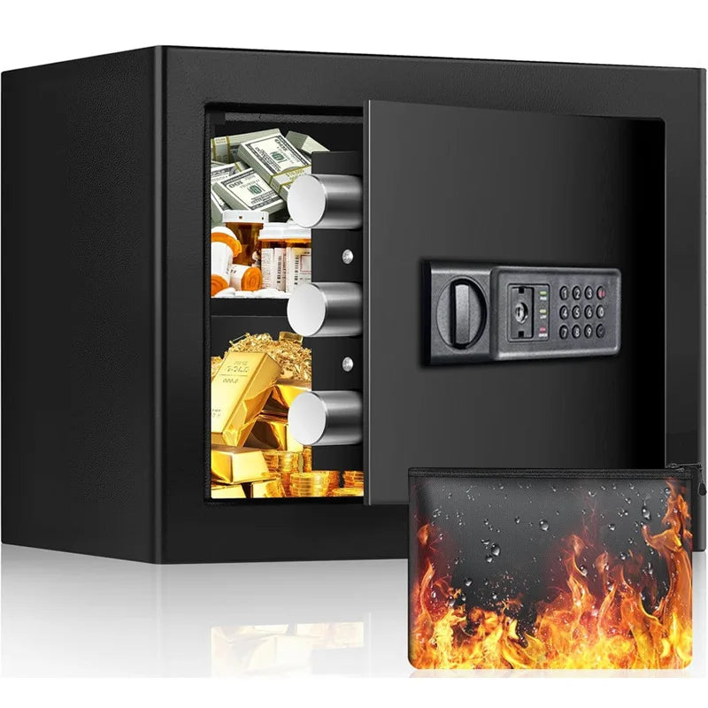 Electronic Password Gun Safe — Fireproof Metal Pistol Security Box