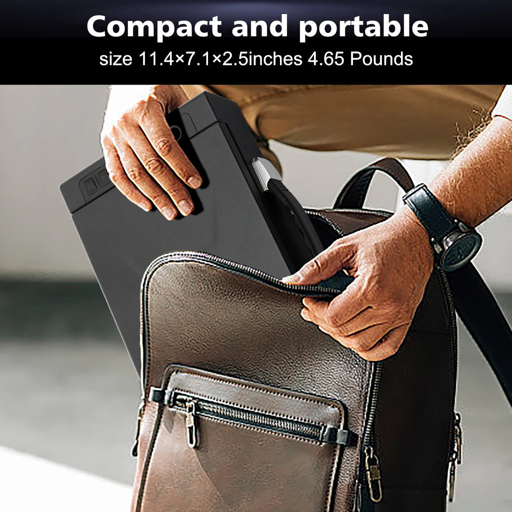 Biometric Portable Gun Safe — Fingerprint, PIN & App Unlock with Cold-Rolled Steel