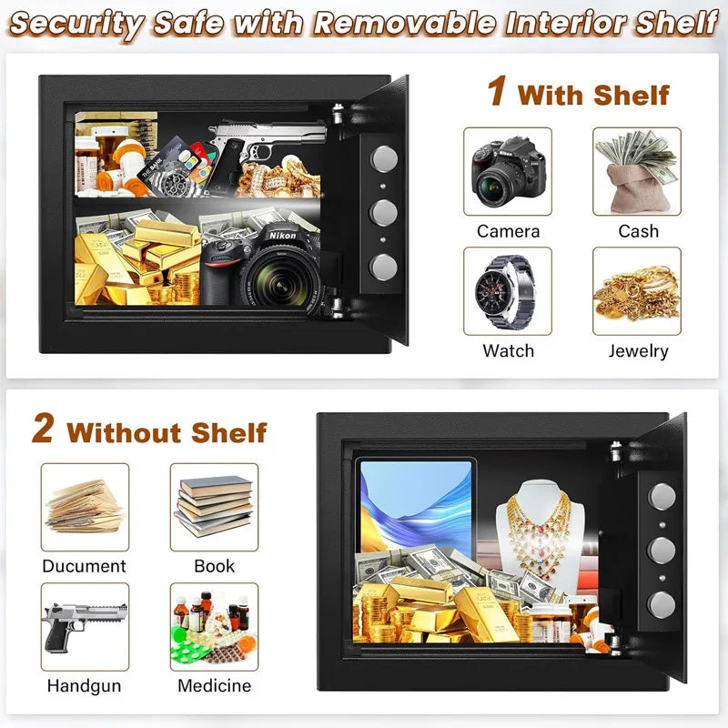 Electronic Password Gun Safe — Fireproof Metal Pistol Security Box