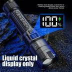 2000LM Tactical LED Flashlight — USB Rechargeable Zoomable Torch with Digital Display