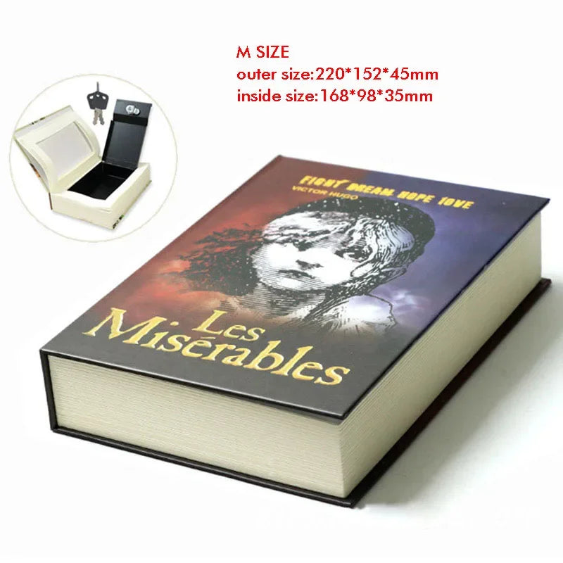 Classic Book Safe with Key Lock — Metal Steel Hidden Safe for Cash, Coins & Jewelry