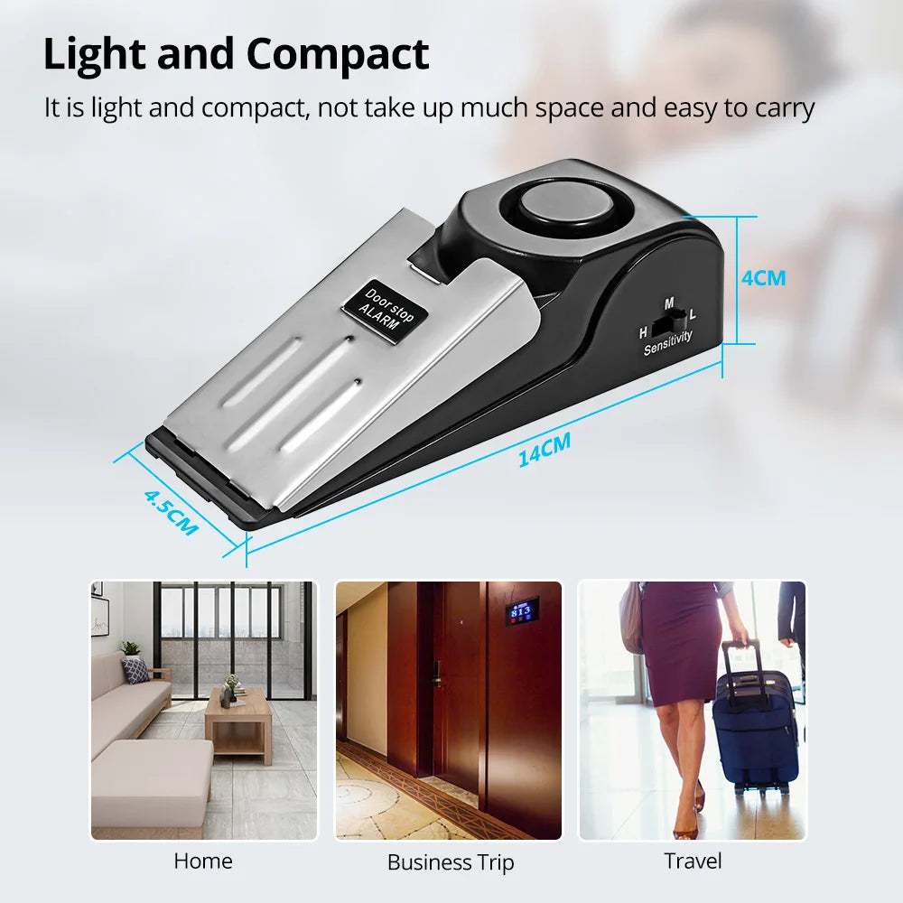 Door Stop Alarm — 120dB Wedge Security Alert with 3 Sensitivity Levels