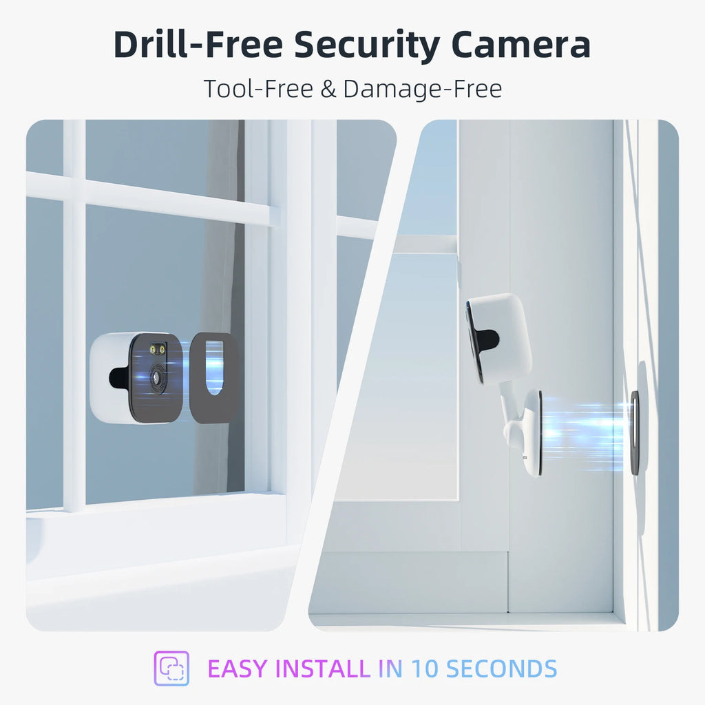 HEIYOUCAM 2K Window Security Camera — No-Drill Indoor & Outdoor Monitoring with Human Detection