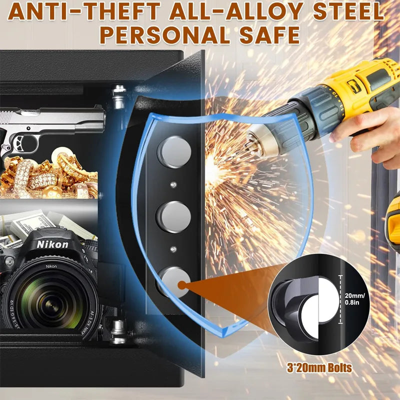Electronic Password Gun Safe — Fireproof Metal Pistol Security Box