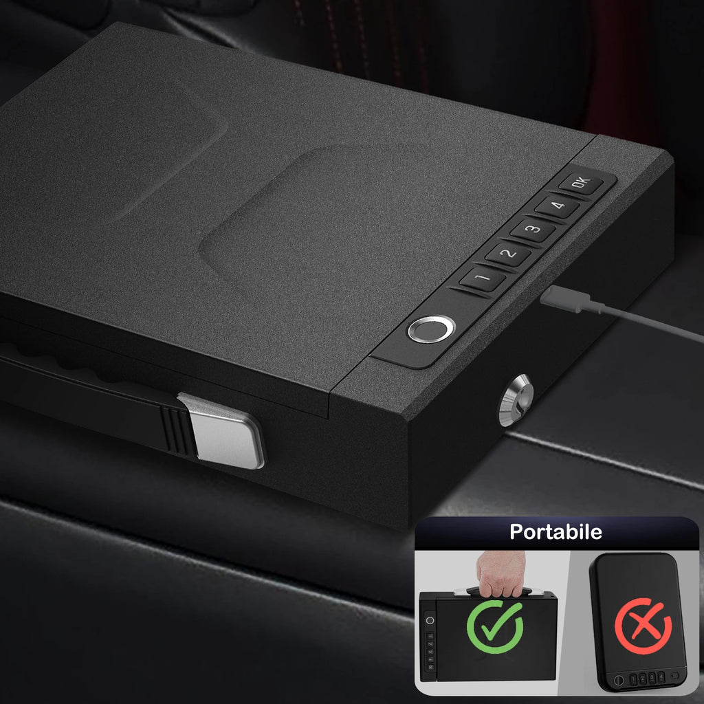 Biometric Portable Gun Safe — Fingerprint, PIN & App Unlock with Cold-Rolled Steel