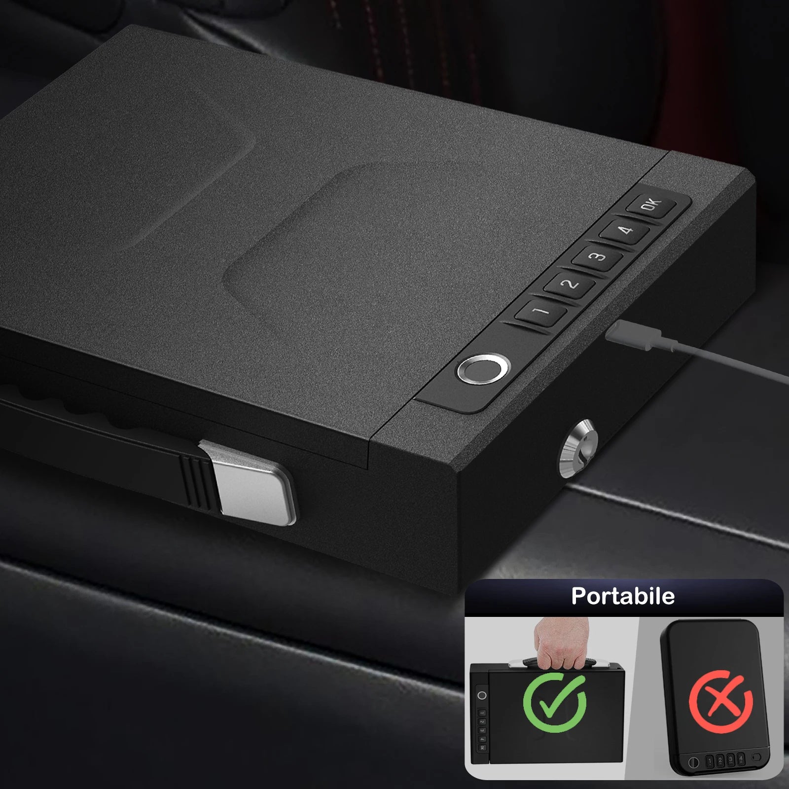 Biometric Portable Gun Safe — Fingerprint, PIN & App Unlock with Cold-Rolled Steel