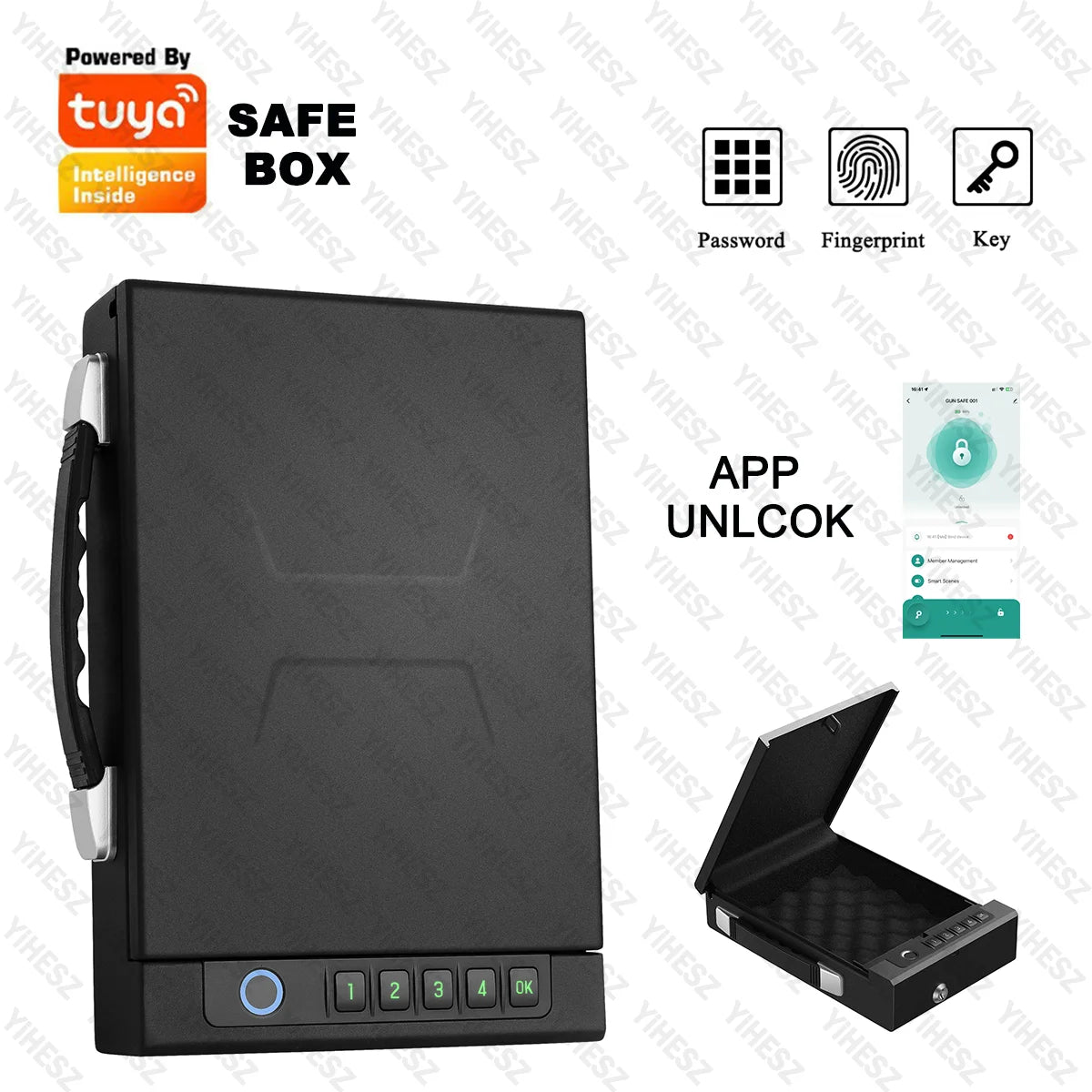Biometric Portable Gun Safe — Fingerprint, PIN & App Unlock with Cold-Rolled Steel