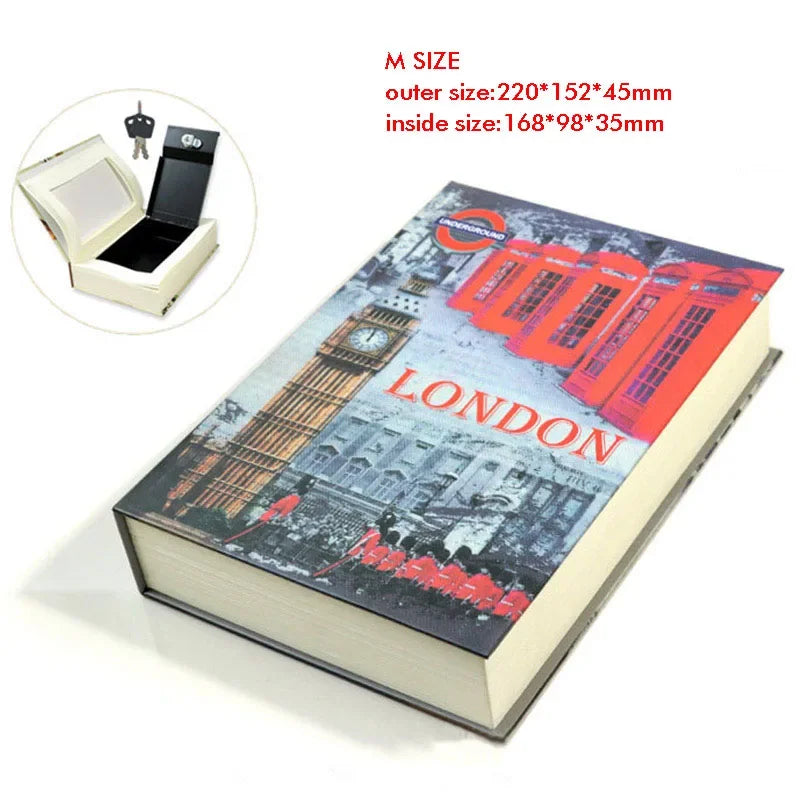 Classic Book Safe with Key Lock — Metal Steel Hidden Safe for Cash, Coins & Jewelry