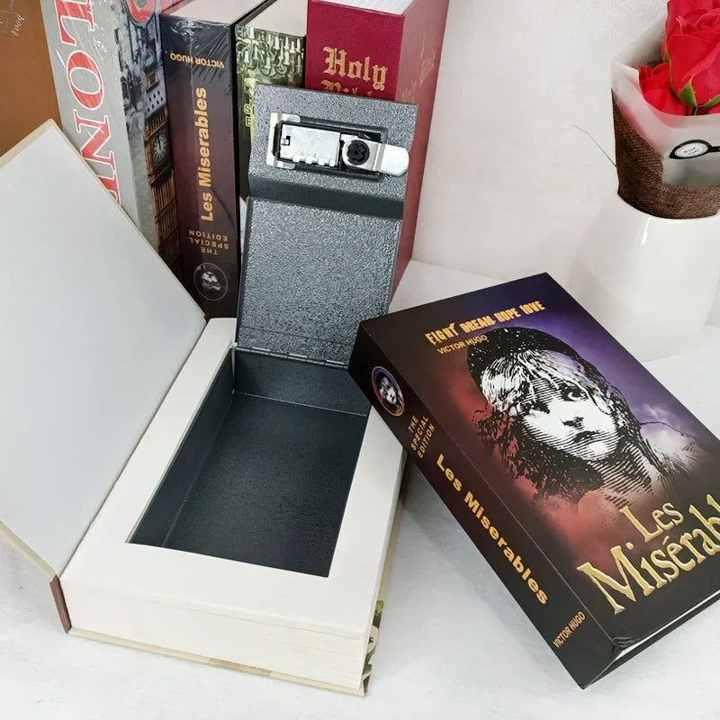 Classic Book Safe with Key Lock — Metal Steel Hidden Safe for Cash, Coins & Jewelry
