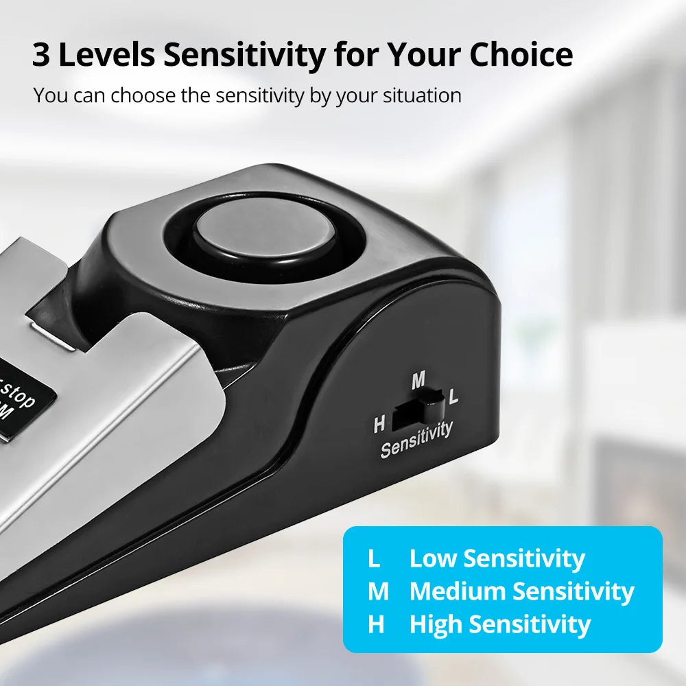Door Stop Alarm — 120dB Wedge Security Alert with 3 Sensitivity Levels