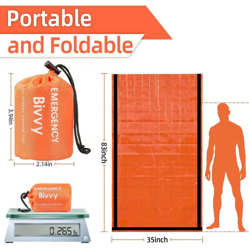 Emergency Survival Sleeping Bag — Thermal Mylar Bivy Sack, Waterproof & Lightweight