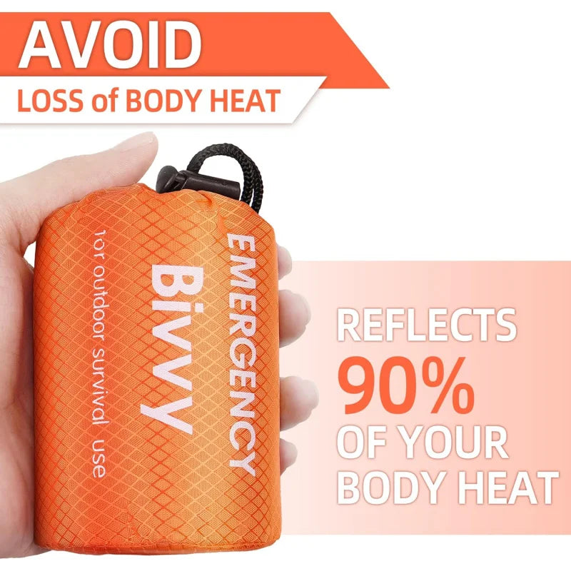 Emergency Survival Sleeping Bag — Thermal Mylar Bivy Sack, Waterproof & Lightweight