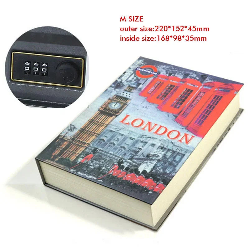 Classic Book Safe with Key Lock — Metal Steel Hidden Safe for Cash, Coins & Jewelry
